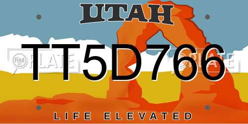 TT5D766 Utah License Plate