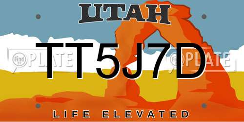 TT5J7D Utah License Plate