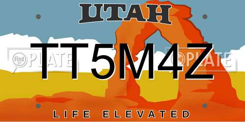 TT5M4Z Utah License Plate