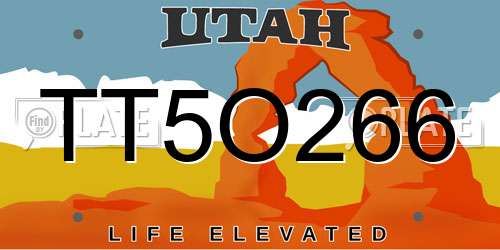 TT5O266 Utah License Plate