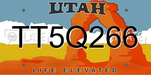 TT5Q266 Utah License Plate