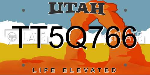 TT5Q766 Utah License Plate