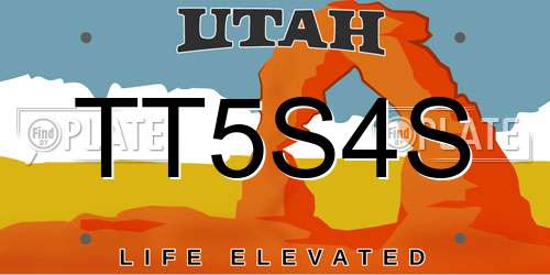 TT5S4S Utah License Plate