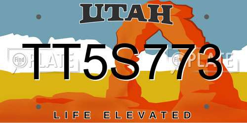 TT5S773 Utah License Plate
