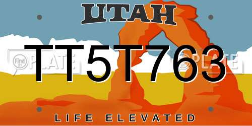 TT5T763 Utah License Plate
