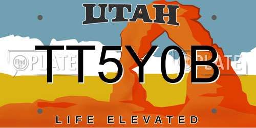 TT5Y0B Utah License Plate