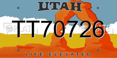 TT70726 Utah License Plate