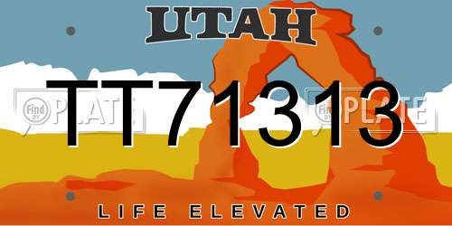 TT71313 Utah License Plate