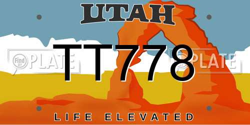 TT778 Utah License Plate