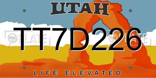 TT7D226 Utah License Plate