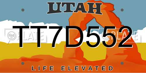 TT7D552 Utah License Plate