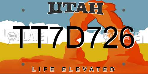 TT7D726 Utah License Plate