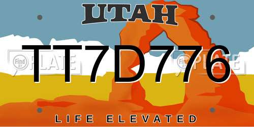 TT7D776 Utah License Plate