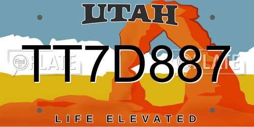 TT7D887 Utah License Plate