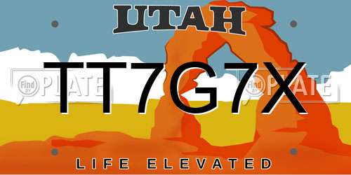 TT7G7X Utah License Plate