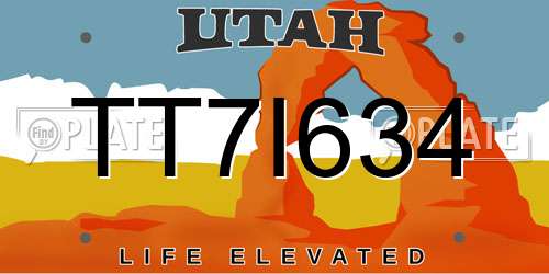 TT7I634 Utah License Plate