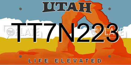 TT7N223 Utah License Plate