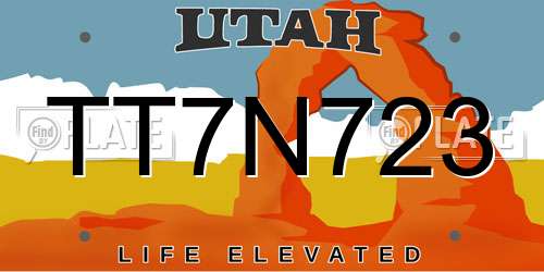 TT7N723 Utah License Plate