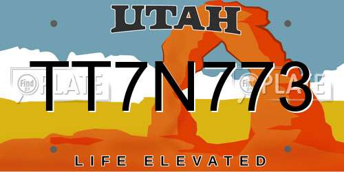 TT7N773 Utah License Plate