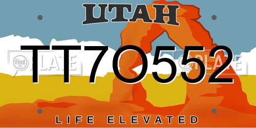 TT7O552 Utah License Plate