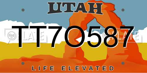 TT7O587 Utah License Plate