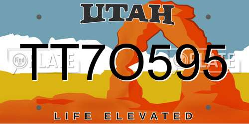 TT7O595 Utah License Plate