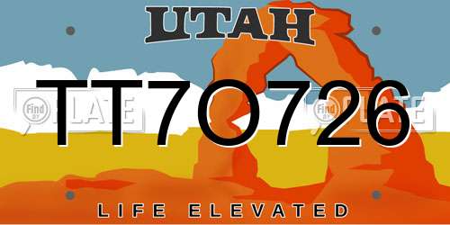 TT7O726 Utah License Plate