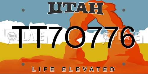 TT7O776 Utah License Plate