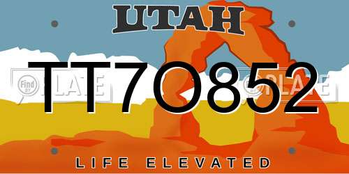 TT7O852 Utah License Plate