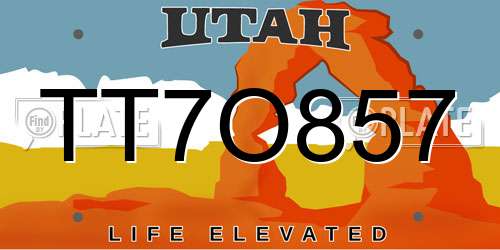 TT7O857 Utah License Plate