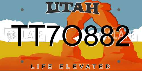 TT7O882 Utah License Plate