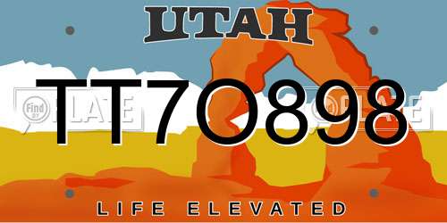 TT7O898 Utah License Plate