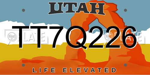 TT7Q226 Utah License Plate