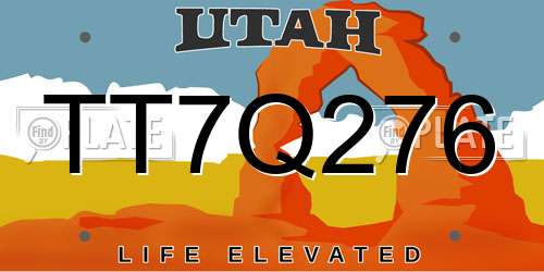 TT7Q276 Utah License Plate