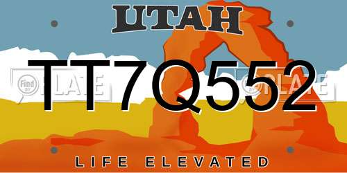 TT7Q552 Utah License Plate
