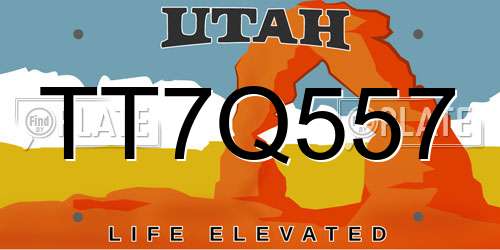 TT7Q557 Utah License Plate