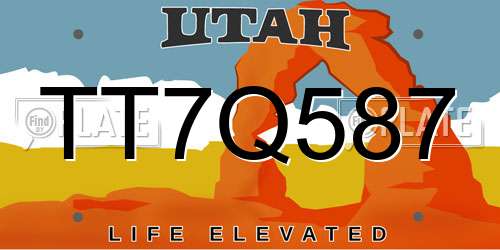 TT7Q587 Utah License Plate