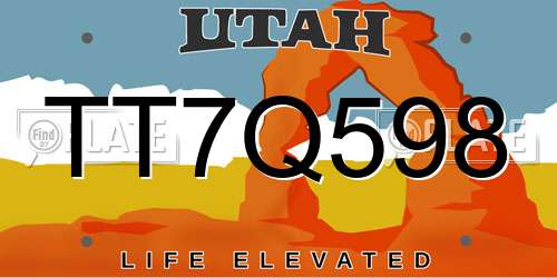 TT7Q598 Utah License Plate