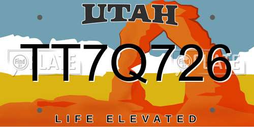 TT7Q726 Utah License Plate