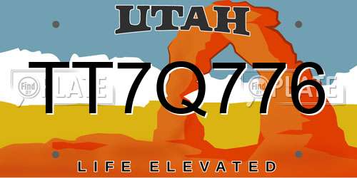 TT7Q776 Utah License Plate