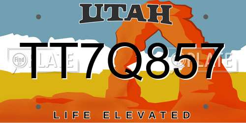 TT7Q857 Utah License Plate