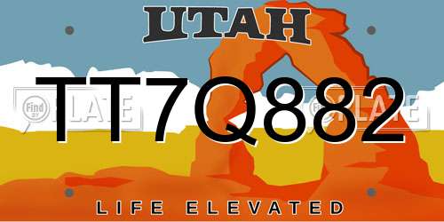 TT7Q882 Utah License Plate