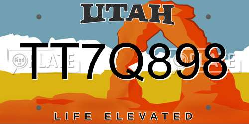 TT7Q898 Utah License Plate