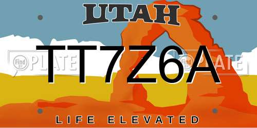 TT7Z6A Utah License Plate