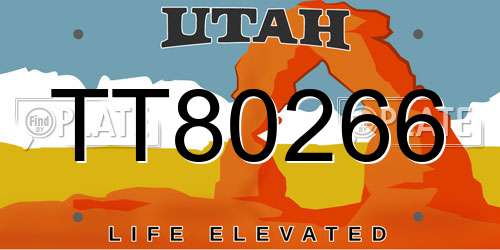 TT80266 Utah License Plate