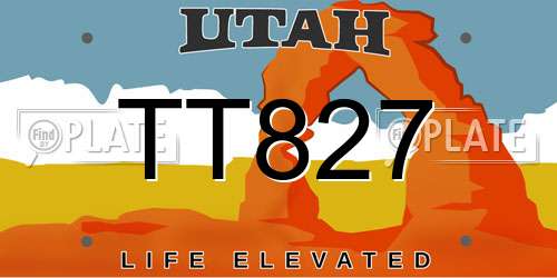 TT827 Utah License Plate