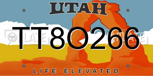 TT8O266 Utah License Plate