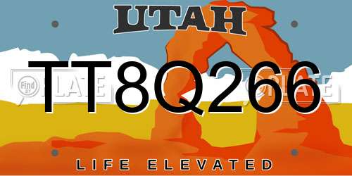 TT8Q266 Utah License Plate