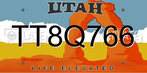 TT8Q766 Utah License Plate