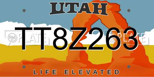 TT8Z263 Utah License Plate